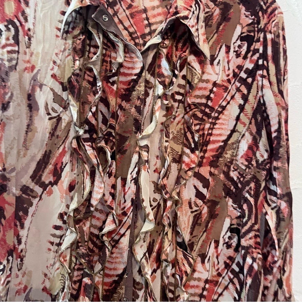 Boho Earth Tone Colour Blouse Size Medium - Picture 3 of 6